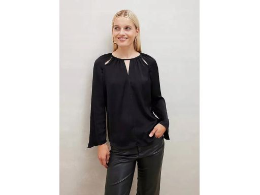 B.P.C bluzka satynowa tunika czarna z wycięciami w dekolcie ^38