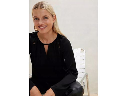 B.P.C bluzka satynowa tunika czarna z wycięciami w dekolcie ^38