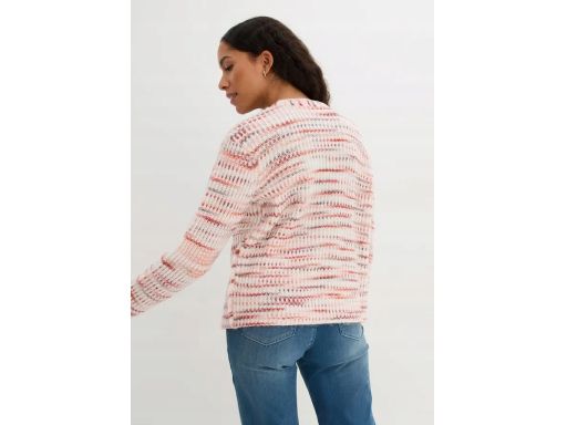 B.P.C sweter rozpinany śmietankowy w kolorowy melanż r.52/54