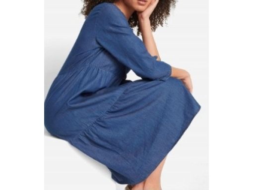 B.P.C sukienka jeansowa midi z falbanami 42.