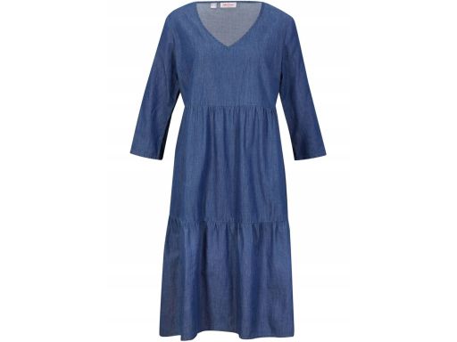 B.P.C sukienka jeansowa midi z falbanami 42.