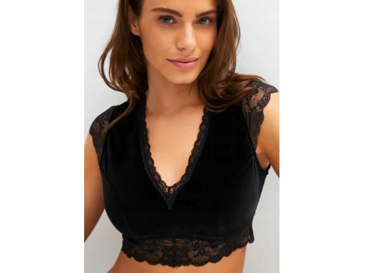 B.P.C biustonosz top koronkowy czarny aksamitny bez usztywnień r.44