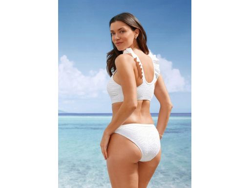 B.P.C białe bikini ażurowe z biustonoszem bustier i figami ^38