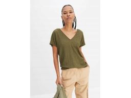 B.P.C khaki t-shirt oversize z krepy r.40/42