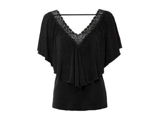 B.P.C bluzka czarna z koronką z falbaną ^36/38