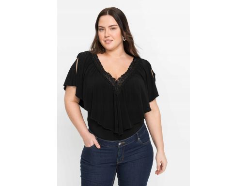 B.P.C bluzka czarna z koronką z falbaną ^36/38