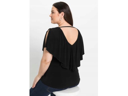 B.P.C bluzka czarna z koronką z falbaną ^36/38