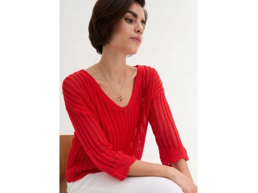 B.P.C ażurowy sweter czerwony r.48/50