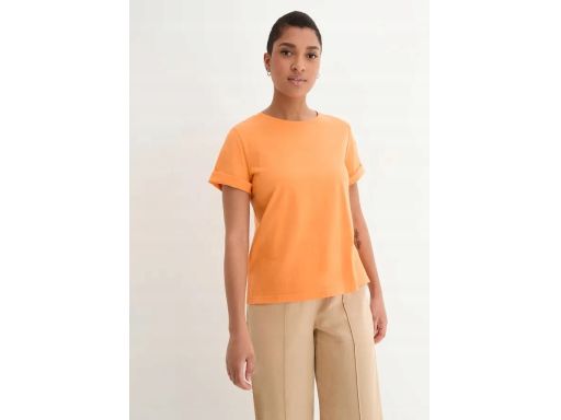 B.P.C t-shirt damski pomarańczowy z nadrukiem na plecach Bawełniany ^4
