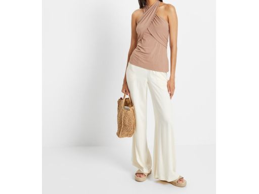 B.P.C top brunatny marszczenia zapinany na szyi 48/50.