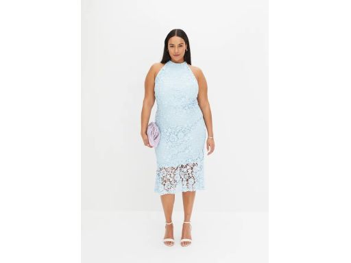 B.P.C niebieska sukienka koronkowa midi ^32