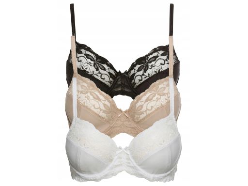 B.P.C 2-pak biustonosz miękki na fiszbinie z koronką 100D.