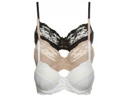 B.P.C 2-pak biustonosz miękki na fiszbinie z koronką 100D.