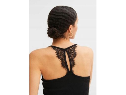B.P.C top czarny z koronkowymi detalami ^36/38