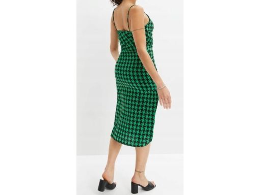 AG6954 sukienka wzorzysta czarno-zielona ^44