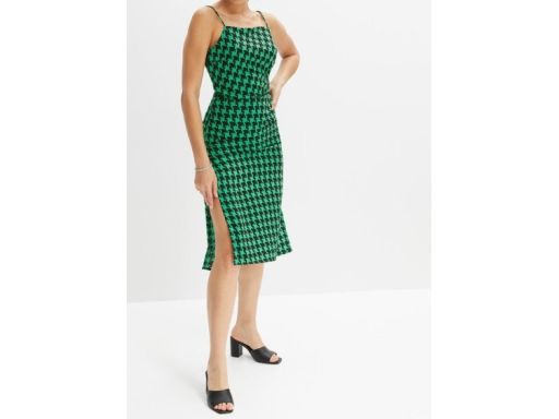 AG6954 sukienka wzorzysta czarno-zielona ^44