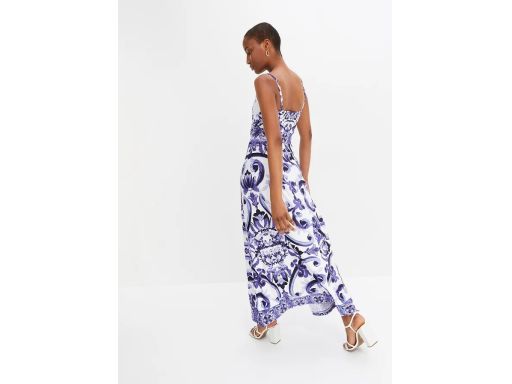 B.P.C długa sukienka letnia biała w niebieskie wzory r.40/42