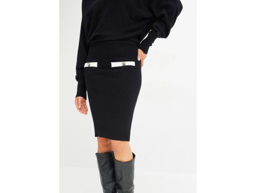 B.P.C sukienka dzianinowa czarna z białym wykończeniem r.36/38