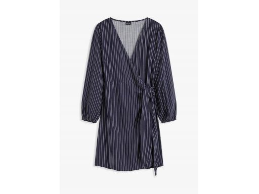 B.P.C sukienka kopertowa granatowa w białe paseczki 44.