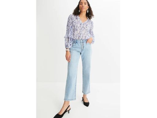 B.P.C jeansy damskie 7/8 jasnoniebieskie z dekoracyjnymi guzikami ^38