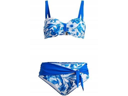 B.P.C bikini balkonetka biało-niebieskie w kwiaty z figami r.46(90C)