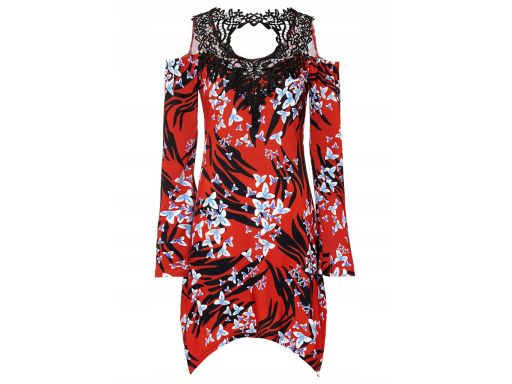 Sukienka z odkrytymi ramionami wzory ^36/38