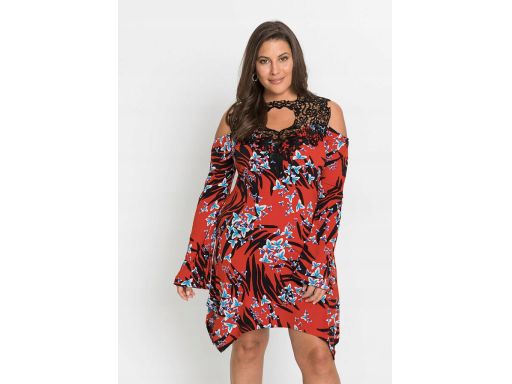 Sukienka z odkrytymi ramionami wzory ^36/38