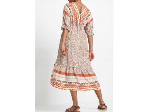 B.P.C sukienka dłuższym tyłem we wzory 44.