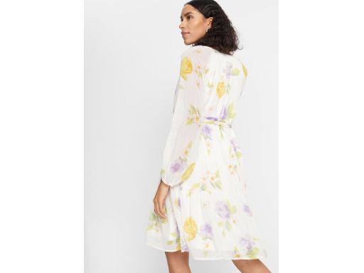 B.P.C biała sukienka szyfonowa w kolorowe kwiaty ^42