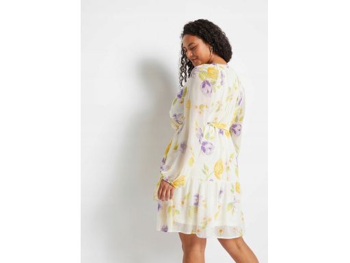 B.P.C biała sukienka szyfonowa w kolorowe kwiaty ^42