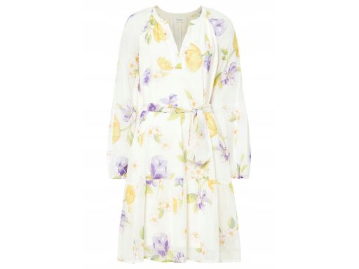B.P.C biała sukienka szyfonowa w kolorowe kwiaty ^42