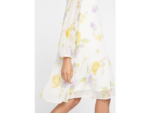 B.P.C biała sukienka szyfonowa w kolorowe kwiaty ^42