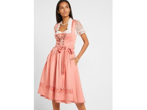 B.P.C. sukienka ludowa brzoskwiniowa z satynowym fartuchem ^46