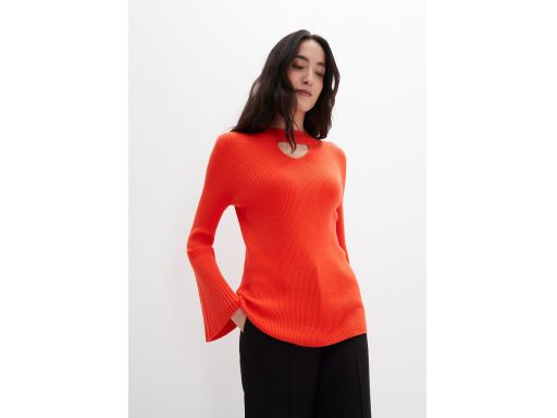 B.P.C sweter prążkowany czerwony z wycięciem r.36/38
