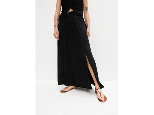 B.P.C spódnica z marszczeniem i rozcięciem czarna z wiskozy 44/46.