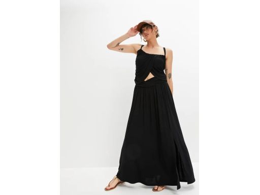 B.P.C spódnica z marszczeniem i rozcięciem czarna z wiskozy 44/46.