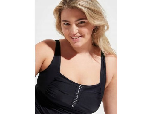 B.P.C kostium kąpielowy shape czarny z marszczeniem i dżetami r.48