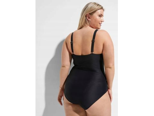 B.P.C kostium kąpielowy shape czarny z marszczeniem i dżetami r.48