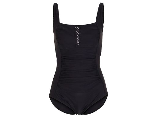 B.P.C kostium kąpielowy shape czarny z marszczeniem i dżetami r.48