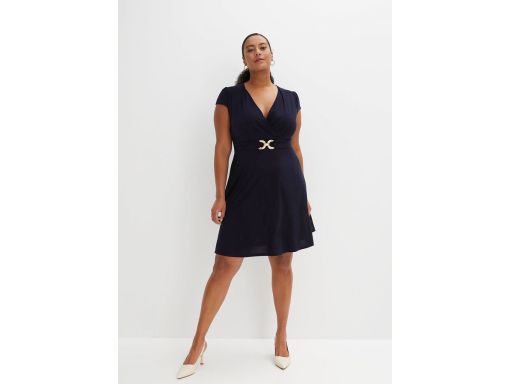 B.P.C Sukienka ciemnogranatowa z dekoracyjnym złotym paskiem ^40/42