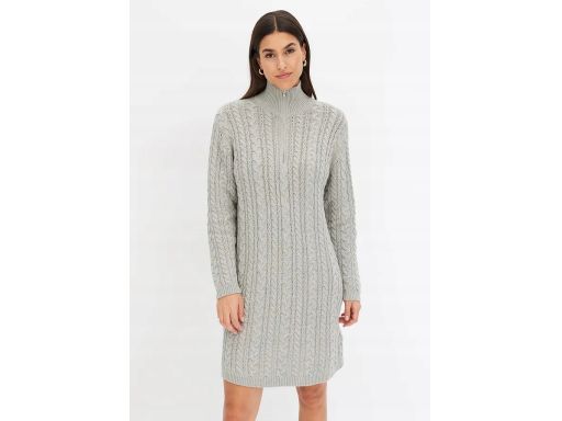 B.P.C sukienka dzianinowa szara z bawełny 48/50.