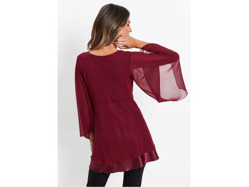 B.P.C tunika szyfonowa warstwowa bordowa z aplikacją r.36