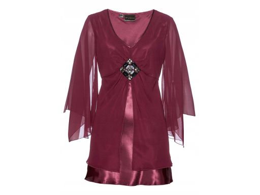 B.P.C tunika szyfonowa warstwowa bordowa z aplikacją r.36