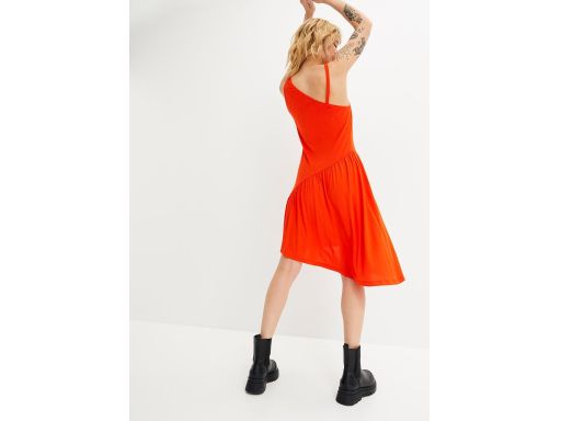 B.P.C asymetryczna sukienka z falbanami czerwona letnia ^44/46