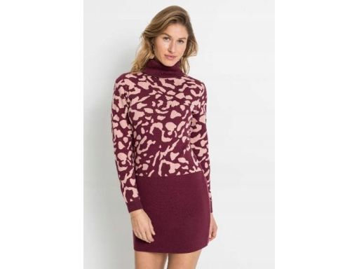 B.P.C dzianinowa sukienka z golfem we wzory 36/38.