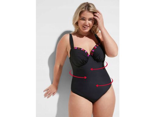 B.P.C czarny kostium silnie modelujący z ozdobnymi kamieniami ^50 (100