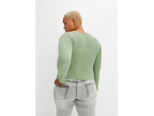 B.P.C bluzka miętowa prążek z marszczeniem 44/46.