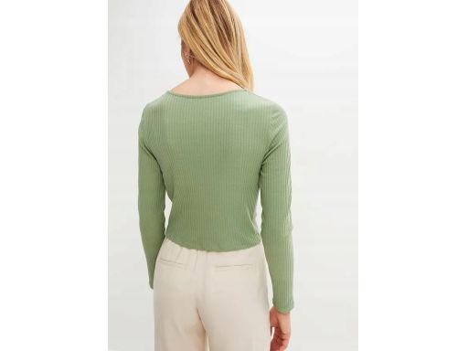 B.P.C bluzka miętowa prążek z marszczeniem 44/46.
