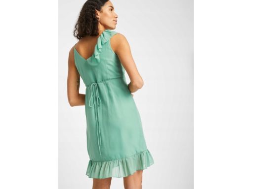 B.P.C. sukienka szyfon falbany kopertowa szałwiowa r.44