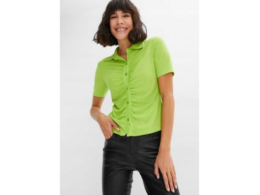 B.P.C bluzka z kołnierzykiem marszczona zielona 32/34.